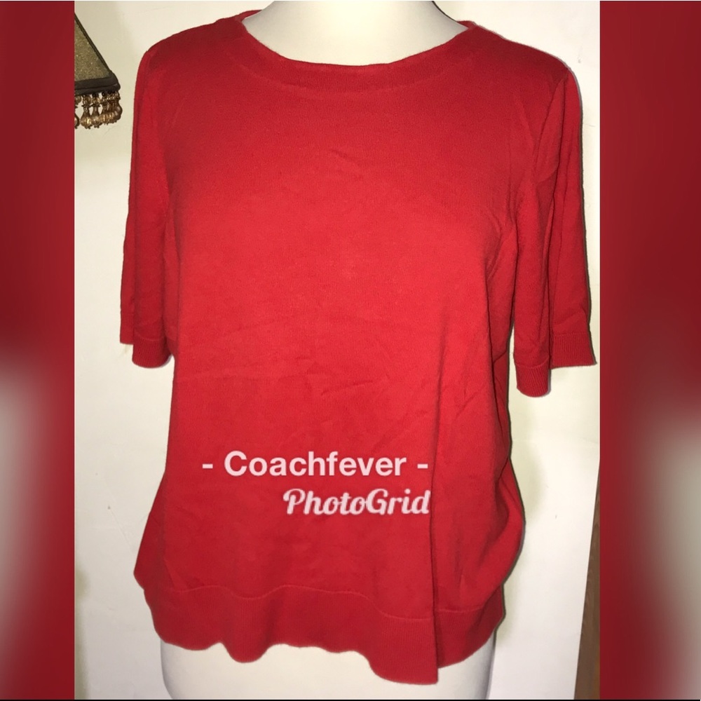 TALBOTS PETITES SS Red Knit Sweater Top XLP